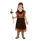 Guirca- Costume da Indiana Pellerossa, Bambina, Colore Marrone, 7-9 Anni (125-135 cm), 82721