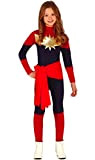 Guirca Costume Vestito Abito Travestimento Carnevale Halloween Bambina Super Eroina, CAPITANA Speciale, Captain Marvel, GUARDIANA della Galassia (7/9 Anni)