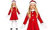 GUIRMA 42833, Costume Babbo Natale Bimba Bambina, Bianco e Rosso, 7-9 Anni