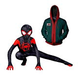 GUOHANG Costume Costume di Spiderman per Bambini e miglia Morales Spider Uomo con Cappuccio Felpa con Cappuccio Costume, Costume Cosplay ...