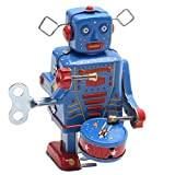 Gwxevce Retro Clockwork Wind Up Metal Walking Robot Toy Vintage da Collezione Regalo per Bambini Blu