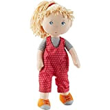 HABA 305408 - Bambola Cassie in tessuto morbido e lavabile con salopette e gomma treccia, 30 cm, bambola per bambini ...