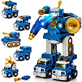 hahaland 5 in 1 Camion Giocattoli da Costruzione per Bambini 4 Anni, Giochi Smontabile Robot Creativi STEM Veicoli Giocattolo Educativi ...