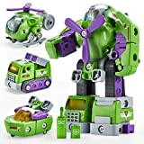 hahaland Set di Giocattoli Bambini 4 5 6 anni maschio, Elicottero e Camion e Nave, Giocattolo Robot Combinato Gioco Creativi ...