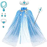 HAHII Cappotto da principessa, 7 pezzi, set da principessa, corona magica, bracciale ad anello, cosplay, abito da sera, tessuto a ...