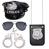Haichen Police Costume Accessory Set Poliziotto Cappello Manette Occhiali da Sole Distintivo da Poliziotto
