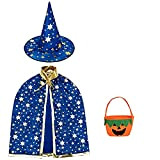 Halloween costume strega bambina, Halloween decorazioni Mantello mago bambino, costume stella con cappello e borsa a forma di zucca, Costume ...
