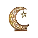 HANBOLI Eid Light Pendant, Eid Moon Star in Legno LED Light Pendant Ramadan Hanging Lamp Ornament Night Lights per l'Islam ...