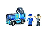 Hape E3738 - Macchina della polizia con sirena, compatibile con treno in legno, accessori per binari
