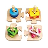 Hape Puzzle Creativo, Puzzle in Legno per Bambini Piccoli, Gioco Impilabile in Legno con Forme con Fori Diversi, Perni con ...
