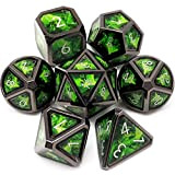 Haxtec Metal DND Dice Set di dadi in metallo verde e nero Real Scene D&D Dice for Dungeons and Dragons ...
