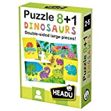 Headu- Dinosaurs Puzzle 8+1, Colore Multiplo, IT22243