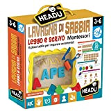 headu- Leggo e Scrivo Montessori Gioco Educativo Lavagna di Sabbia, Multicolore, IT22403