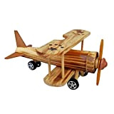 HEALLILY Modellino di aereo in legno, stile vintage, in legno, giocattolo per l'artigianato, decorazione per la scrivania, regalo per bambini