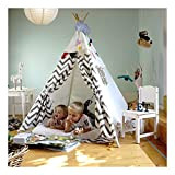 Hej Lønne - Tenda bianca Tipi con punte grigie per bambini, ca. 120 x 120 x 150 cm, tenda da ...