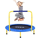 HEKA Trampolino per bambini, mini trampolino 92 cm, trampolino per esterni per interni con manico e copertura protettiva, Trampolino pieghevole ...