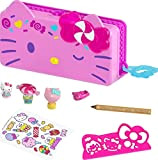 Hello Kitty Astuccio per Matite, si Trasforma in Playset Luna Park con 2 Mini Personaggi, Giocattolo per Bambini 3+Anni,GVC41