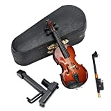 HERCHR Modello di Violino in Miniatura, Violino in Miniatura in Legno con Supporto e Custodia Modello di Strumento Musicale Decorazione ...