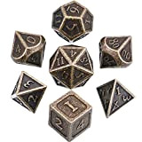 Hestya 7 Pieces Metal Dices Set with Storage Bag And Enamel for Dungeons And Dragons (Nuovo Bronzo Rame)