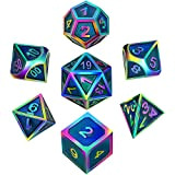 Hestya 7 Pieces Metal Dices Set with Storage Bag And Enamel for Dungeons And Dragons (Arcobaleno Bordo Ceruleo 2)