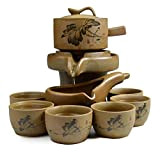 HHORB Set Regalo per Il tè Cinese Gongfu Set di teiera con Design di Loto Mulino in Pietra con 6 ...