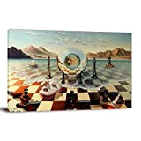 HHSeeNN Stampa artistica da parete con maschera di scacchi sul mare di Salvador Dali Surrealismo, immagine per soggiorno senza cornice ...