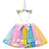 Hifot Costume da Unicorno Bambina,Vestito da Principessa con Cerchietto Unicorno, Tutu Gonna per Festa Compleanno Partito Regalo Carnevale