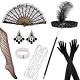 HIQE-FL 8 pezzi anni '20 Costume Gatsby,Accessori Anni '20,Charleston Accessori,Moda Roaring 20's Theme Set,costume da donna di Halloween per Natale,Anni ...