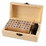HIULLEN Set di timbri in gomma alfabeto,Set di timbri di alfabeto in legno vintage, Timbri Alfabeto Vintage con timbro digitale, ...