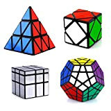 HJXDtech- Shengshou Classico magia Irregolare cubo 4 Pack Set con Pyraminx Megaminx Skewb e Il cubo Specchio Professionale cubo di ...