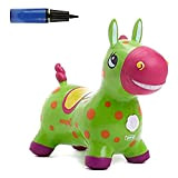 HOMCENT Cavallo Gonfiabile,Animale Cavalcabile Cavallo, Giochi Gonfiabili per Bambini, BPA-Free, Pompa Inclusa (Verde)