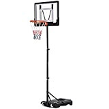 homcom Canestro Basket Altezza Regolabile 160-210cm, Struttura in Acciaio e Base con Ruote, Tabellone in PE Trasparente