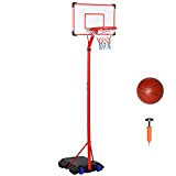 homcom Canestro Basket con Altezza Regolabile da 216-261.5cm per Bambini, con Tabellone Bianco e Piantana Riempibile con 2 Ruote