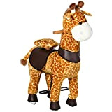 HOMCOM Cavallo a Dondolo con Ruote a Forma di Giraffa, Gioco Cavalcabile per Bambini da 3-6 Anni, 70x32x87cm, Giallo