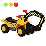 homcom Escavatore Giocattolo per Bambini (Max. 30 kg) con Braccio Mobile, Canestro e Palline Colorate, Giallo e Nero