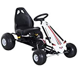 HOMCOM Go-Kart a Pedali per Bambini con Freno e Frizione 101.5 × 65.5 × 59.5cm Bianco-nero