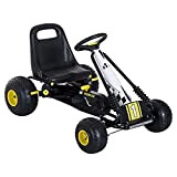 homcom Go-Kart a Pedali per Bambini con Freno e Frizione 95×66.5×57cm Bianco-Nero