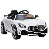 homcom Macchinina per Bambini Elettrica 12V con Licenza Mercedes-AMG GTR, velocità 3-5km/h, Telecomando, Luci e Suoni, Bianca