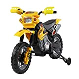 homcom Moto Cross Elettrica con Rotelle Giallo per Bambini 3 Anni e più, Batteria 6V velocità 2.5km/h, 102 x 53 ...