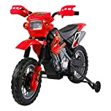 homcom Moto Cross Elettrica con Rotelle Rosso per Bambini 3 Anni e più, Batteria 6V velocità 2.5km/h, 102 x 53 ...