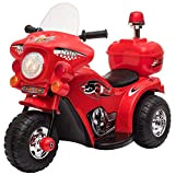 HOMCOM Moto Elettrica 6V per Bambini 18-36 Mesi con 3 Grandi Ruote, Luci e Suoni Realistici, Rosso, 80x35x52cm