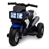 homcom Moto Elettrica per Bambini 3-5 Anni (Max. 25kg) con 3 Ruote, Luci e Suoni, Batteria 6V, Blu e Nero, ...