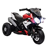 homcom Moto Elettrica per Bambini 3-5 Anni Max. 25kg con Luci, Musica, Batteria 6V e velocità 3km/h, 86cmx42cmx52cm Rossa