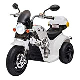 homcom Moto Elettrica per Bambini 6V a 3 Ruote con Luci e Musica, velocità 3km/h, età 18-36 Mesi, 87x46x54cm, Bianco