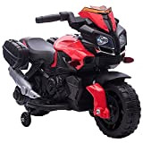 HOMCOM Moto Elettrica per Bambini con Fari e Clacson, Batteria 6V Velocità 3km/h, Età 18-48 Mesi, 88.5x42.5x49cm, Rosso