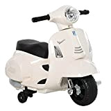 HOMCOM Moto Elettrica per Bambini con Licenza Ufficiale Vespa Batteria 6V, Fari e Clacson, per Bimbi da 18-36 mesi, Bianco, ...