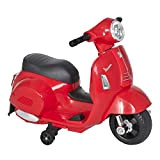 homcom Moto Elettrica per Bambini con Licenza Ufficiale Vespa Batteria 6V, Fari e Clacson, per Bimbi da 18-36 Mesi, Rosso, ...