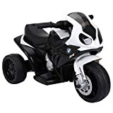 homcom Moto Elettrica per Bambini Max. 20kg con Licenza BMW, 3 Ruote, Batteria Ricaricabile 6V, Bianca Nera, 66x37x44cm
