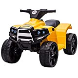 homcom Quad per Bambini ATV Elettrico 6V con Fari e Clacson, velocità 3km/h, età 18-36 Mesi, 65x40x43cm, Nero Giallo