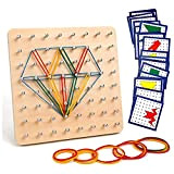 Homealexa Geoboard in Legno Giochi Educativi Montessori Giocattoli Bambini Set Geometria Tavola Legno Forma Puzzle Ispira Immaginazione creatività Bambini